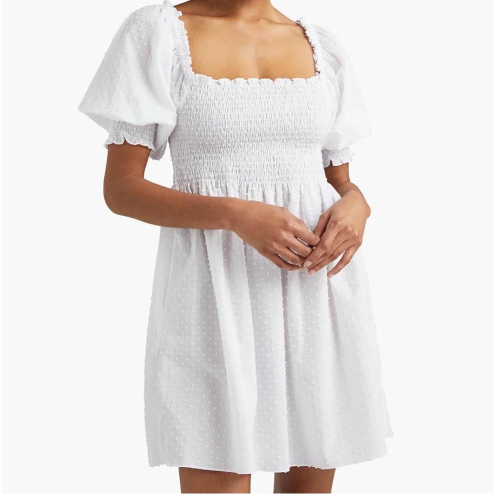 Hill House White Smocked Mini Dress